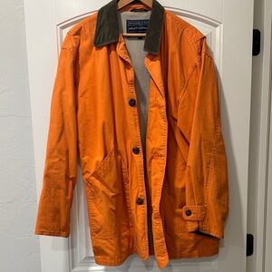 Men's Vibrant Orange Jacket with Dark Abercromie and Fitch Barn Coat